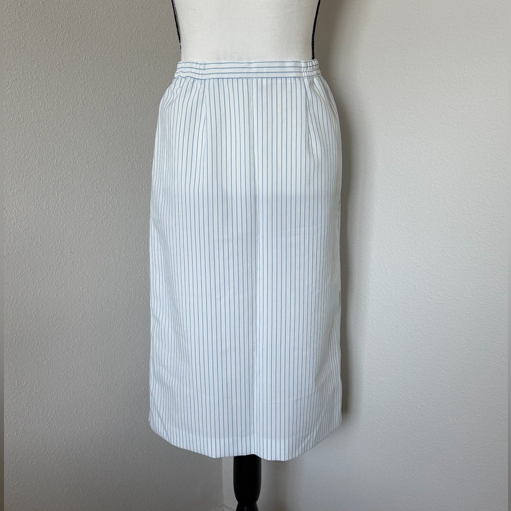 Vintage Blue and White Striped Midi Skirt - Picture 5 of 7
